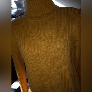 Golden Tan Knit Turtle Neck Sweater